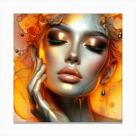 Golden Gloss Beauty Portrait Canvas Print