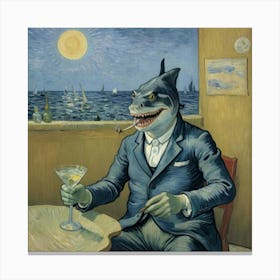 Chillout Shark At The Bar Canvas Print