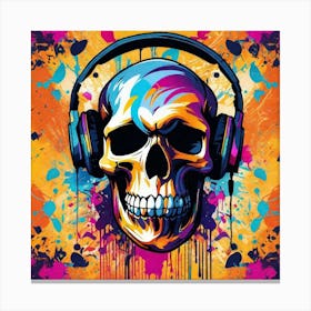 Skull With Headphones 65 Canvas Print