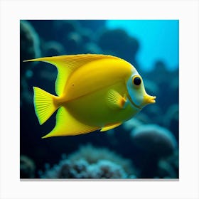 A Vibrant Yellow Tang Fish Swimming In A Reef 2 Canvas Print