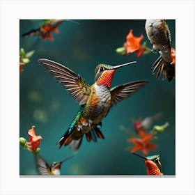 Hummingbirds In Flight Canvas Print