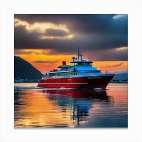 Sunset On A Boat 1 Canvas Print