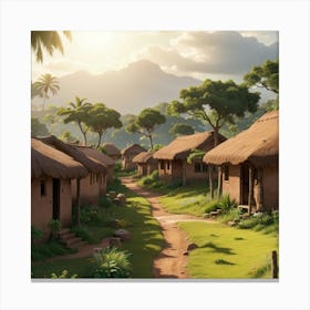 Huts In The Village 1 Canvas Print