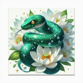 Green Snake With Diamonds Canvas Print