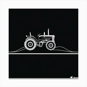 Tractor On A Black Background Canvas Print