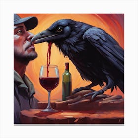 Crow And Wine 1 Canvas Print