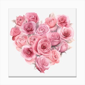 Pink Roses Heart 5 Canvas Print