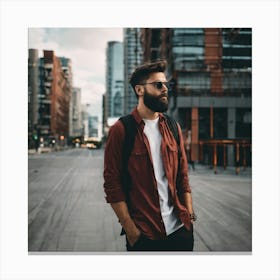 Young Man In A City Canvas Print