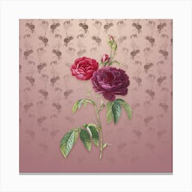 Vintage Purple Roses Botanical on Dusty Pink Pattern n.1383 Canvas Print