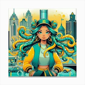 Octopus Curls Girl Canvas Print