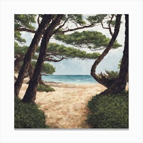 Beautiful Beach And Trees Arrouond 231462094 1 Canvas Print
