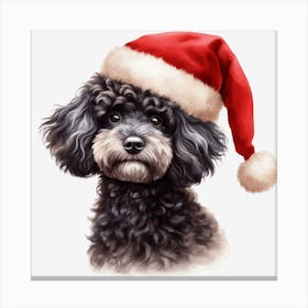 Poodle In Santa Hat 8 Canvas Print