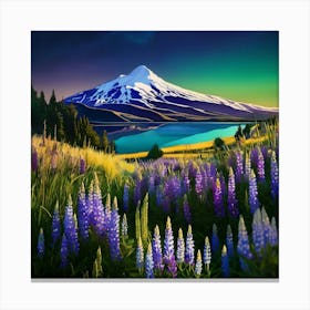 landscape, Wild lupins Lake Tekapo Canvas Print