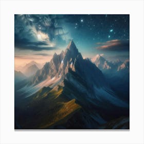 Mountain Landscape With Stars Canvas Print