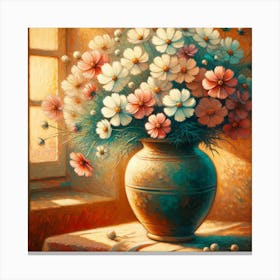 Cosmos Flowers In A Vase 9 Canvas Print