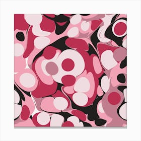 Pink And Black Abstract Marble Liquid Ink Drops Pattern Canvas Print