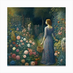 Girl In A Garden 13 Canvas Print