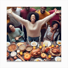 Thanksgiving Dinner With Friends 2 Canvas Print