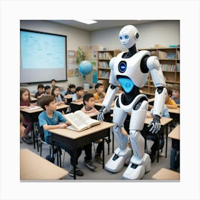 Robot In Classroom 3 Canvas Print