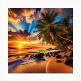 Sunset On The Beach 310 Canvas Print