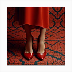 Haelthy 55522 A Woman High Heels Shoes Carpet Pattern Red Color Ad98b221 2c32 4ebd 8cd7 9ec0133ba767 Canvas Print