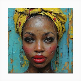 African Woman With Yellow Turban Canvas Print