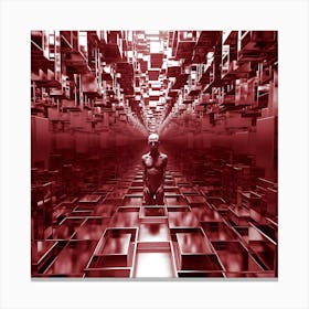Portrait of a man locked in a fractal dimension. Canvas Print