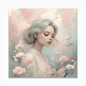 Girl With Flowers Canvas Print