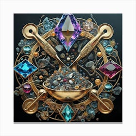 Logo made of gemstones extracted with a tablespoon. 8 Canvas Print