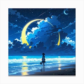 Moon And Stars Canvas Print