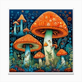 Mushrooms In The Forest 85 Canvas Print