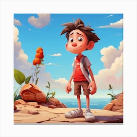 Boy Standing On A Rock Canvas Print