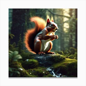 Red Squirrel In The Forest 26 Canvas Print