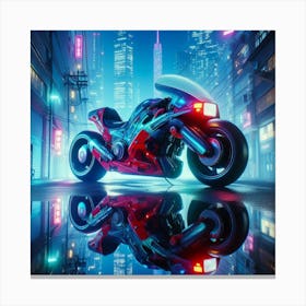 Futuristic Motorcycle In The City Canvas Print