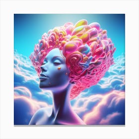 Psychedelic Girl In The Clouds. Ethereal Euphoria: A Woman's Psychedelic Dream in the Clouds. Canvas Print