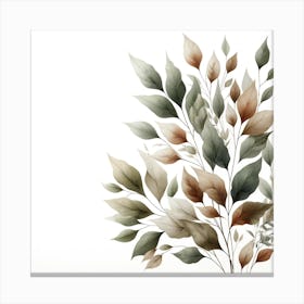 Watercolor Leaves On A White Background 3 Canvas Print