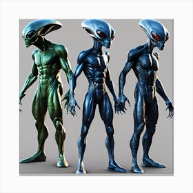 Alien Avengers 3/4 (space visitor super hero creature invasion movie figure comic sci-fi) Canvas Print