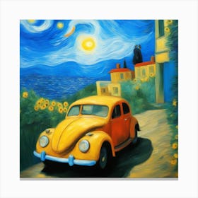 Alter europeen auto Volkswagenkäfer in Italien Landschaft Canvas Print