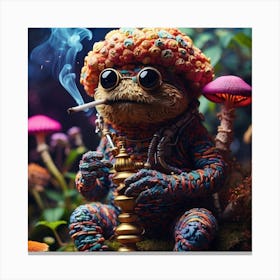 Frog Smoking A Pipe Canvas Print