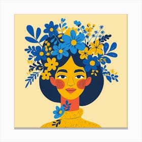 Girl With Flowers On Her Head 1 Canvas Print