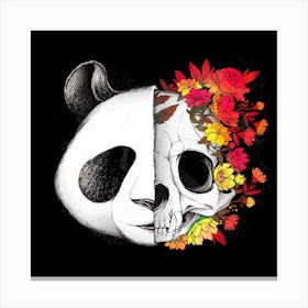 Panda Skull Rock Square Canvas Print