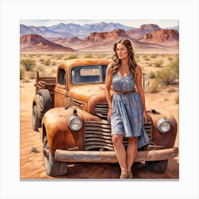Girl And A Truck Canvas Print
