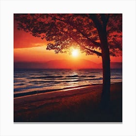 Sunset At Lake Michigan Canvas Print