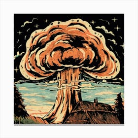 Wooden hut left behind by an atomic explosion 10 Canvas Print