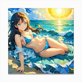 Anime Girl At The Beach rhj Canvas Print