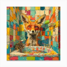 Fox In The Bath Canvas Print