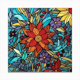 Stained Glass Flower,Floral Stained Glass Digital Papers Canvas Print