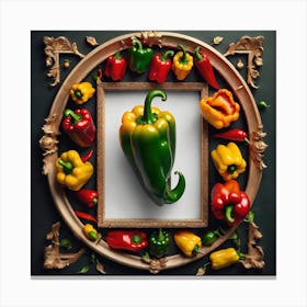 Colorful Peppers In A Frame 41 Canvas Print