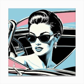 Girl In A Car Canvas Print