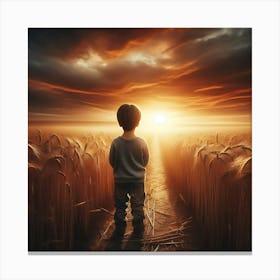 Boy In A Wheat Field Canvas Print